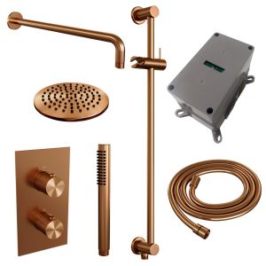 Brauer Carving 5-GK-135 thermostatische inbouw regendouche 3-weg omstelling SET 39 koper geborsteld PVD