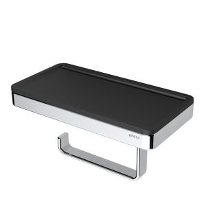 Geesa Frame 918824-02-06 toiletrolhouder met planchet chroom/ zwart