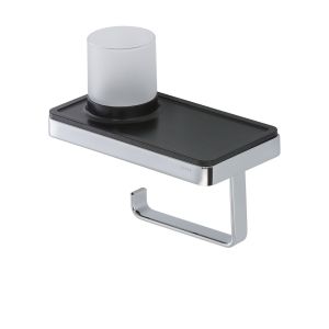Geesa Frame 918889-02-06 toiletrolhouder met planchet en (LED-licht) houder chroom/ zwart