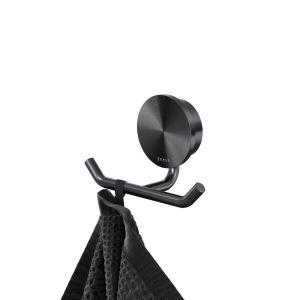 Geesa Opal Brushed Metal Black 917215-09 handdoekhaak dubbel zwart metaal geborsteld