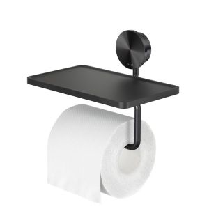 Geesa Opal Brushed Metal Black 917224-09 toiletrolhouder met planchet zwart metaal geborsteld