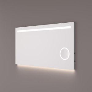 Hipp Design SPV 6020 spiegel met horizontale LED baan, vergrootspiegel en indirecte LED verlichting onder 100x70cm