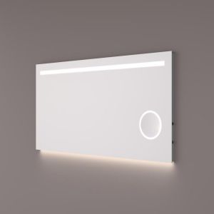 Hipp Design SPV 6050 spiegel met horizontale LED baan, vergrootspiegel en indirecte LED verlichting onder 160x70x3cm