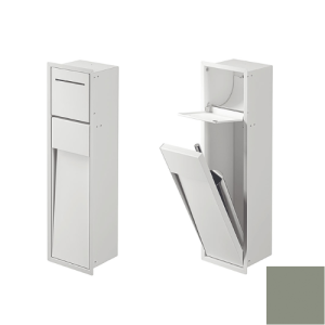 Inda MY Secret A8085AVV inbouwnis met toiletrolhouder en toiletborstelgarnituur 190x660mm mat verde salvia