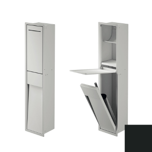 Inda MY Secret A8085CNE inbouwnis met toiletrolhouder en toiletborstelgarnituur 190x860mm mat zwart