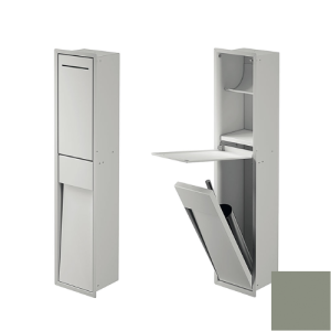 Inda MY Secret A8085CVV inbouwnis met toiletrolhouder en toiletborstelgarnituur 190x860mm mat verde salvia