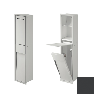 Inda MY Secret A8085DGF inbouwnis met toiletrolhouder en hygiënische douche 190x860mm mat grafite