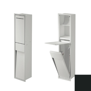 Inda MY Secret A8085DNE inbouwnis met toiletrolhouder en hygiënische douche 190x860mm mat zwart