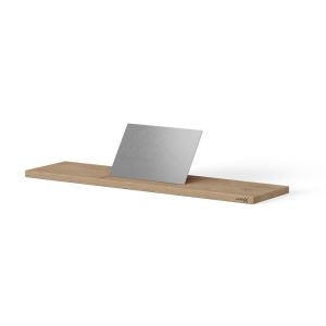Looox Bath Collection WBSHELF88RVS badplank 88 cm massief eiken old grey met inzet geborsteld RVS