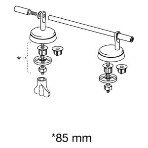 Pressalit Dania - Colani - Ergosit D92999 scharnier met doorlopende pen, standaard montage chroom (set van 2)