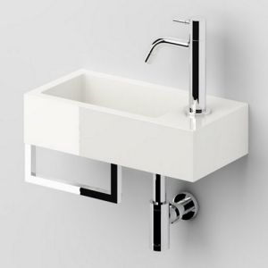 Clou Flush 3 CL030803102 mineral marmer fontein 36cm wit (met handdoekhouder chroom)