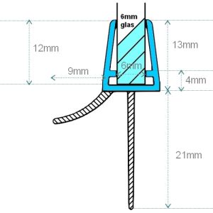 Exa-Lent Universal DS052006 - G06207200 helder doucheprofiel 1 flap 1 flapje 200cm - 6mm