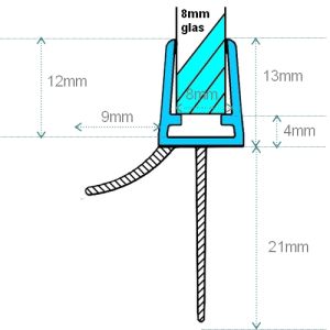 Exa-Lent Universal DS052008 - G08207200 helder doucheprofiel 1 flap 1 flapje 200cm - 8mm