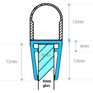 Exa-Lent Universal DS081006 - G06057100 helder doucheprofiel 1 balgje van 12mm (bolletje) 100cm - 6mm