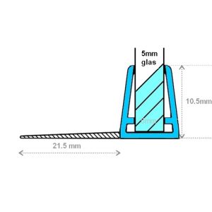 Exa-Lent Universal DS101005 - G05013100 helder doucheprofiel 1 flap horizontaal 100cm - 5mm