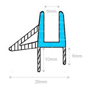 San4U ProfileDay monsterstukje doucherubber type DS11 - 2cm lengte en geschikt voor glasdikte 6mm - 3 flapjes
