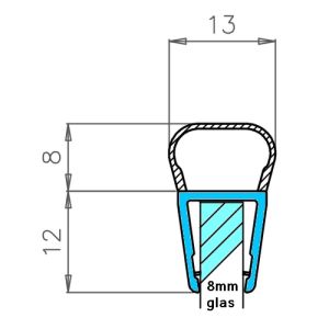 Exa-Lent Universal DS592008 helder doucheprofiel 1 balgje van 8mm (bolletje) 200cm - 8mm