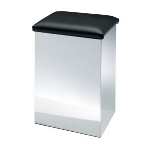 Decor Walther 0506460 CASE HK 1 KS wasmand/ hocker 50x32x32cm RVS gepolijst/ kunstleder zwart