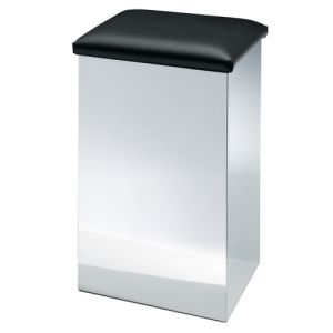 Decor Walther 0611860 CASE HK 2 KW wasmand/ hocker 66x42x32cm RVS gepolijst/ kunstleder zwart