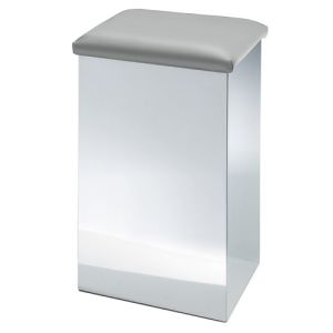 Decor Walther 0611893 CASE HK 2 KG wasmand/ hocker 66x42x32cm RVS gepolijst/ kunstleder grijs