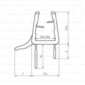 Duscholux  250353.01.004.000 gehoekt afwaterprofiel horizontaal, rechts, 86cm, 8mm