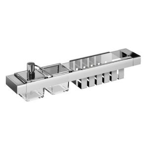 Emco Liasion reling-set (zeepdispenser, diepe glasschaal en korf) chroom (OUTLET)