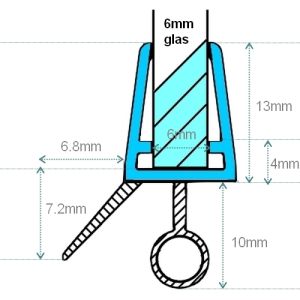 Exa-Lent Universal DS131006 kwartrond helder doucheprofiel 1 flapje 1 rondje 100cm - 6mm