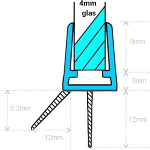 Exa-Lent Universal monsterstukje doucherubber type DS41 - 2cm lengte en geschikt voor glasdikte 4mm - 2 flapjes