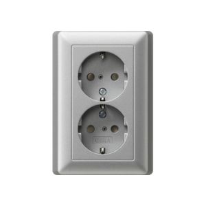 Gira 078326 System 55 dubbele wandcontactdoos aluminium (OUTLET)