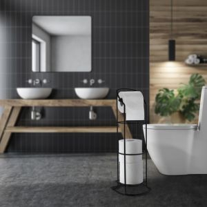 Smedbo Beslagsboden BB1220 toiletrolhouder met reserverolhouder mat zwart