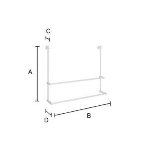 Smedbo Sideline DK3102 dubbel handdoekrek voor douchewand 60cm chroom
