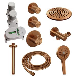 Brauer Carving 5-GK-107 thermostatische inbouw regendouche SET 11 koper geborsteld PVD