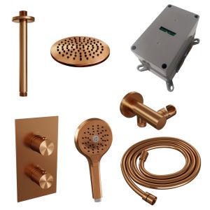 Brauer Carving 5-GK-131 thermostatische inbouw regendouche 3-weg omstelling SET 35 koper geborsteld PVD