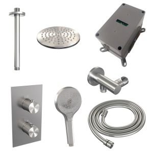 Brauer Carving 5-NG-131 thermostatische inbouw regendouche 3-weg omstelling SET 35 RVS geborsteld PVD