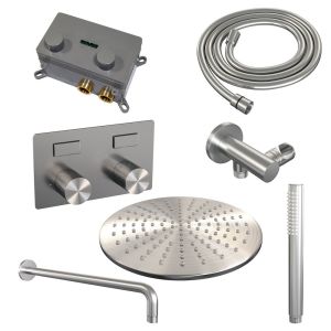 Brauer Carving 5-NG-187 thermostatische inbouw regendouche met drukknoppen SET 52 RVS geborsteld PVD