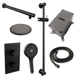 Brauer Carving 5-S-139 thermostatische inbouw regendouche 3-weg omstelling SET 43 mat zwart