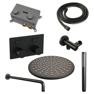 Brauer Carving 5-S-187 thermostatische inbouw regendouche met drukknoppen SET 52 mat zwart