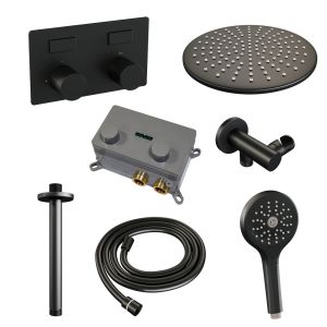 Brauer Carving 5-S-195 thermostatische inbouw regendouche met drukknoppen SET 60 mat zwart