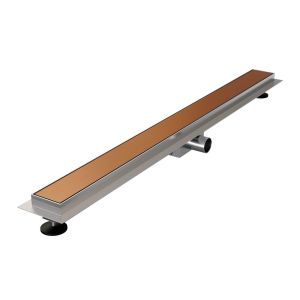 Brauer DR-MRF100GK douchegoot met multifunctioneel rooster en flens 7 x 100cm koper geborsteld PVD