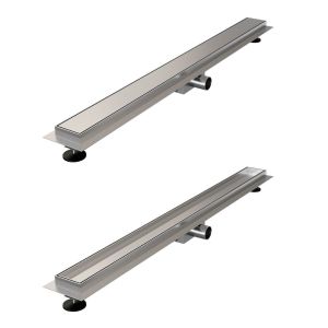 Brauer DR-MRF100NG douchegoot met multifunctioneel rooster en flens 7 x 100cm RVS geborsteld