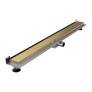 Brauer DR-MRFW100GG douchegoot met multifunctioneel rooster en flens voor wandmontage 7 x 100cm goud geborsteld PVD