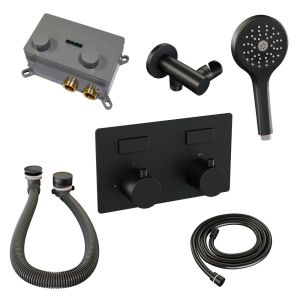 Brauer Edition 5-S-209 thermostatische inbouw badkraan met drukknoppen SET 04 mat zwart