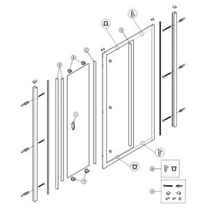 Huppe X1, 061261 verticale afdichtingsstrip, deursegment