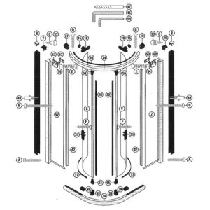 Koralle VarioPlus 2537364 ( L43360 ) rechter glasbevestiging t.b.v. rails chroom