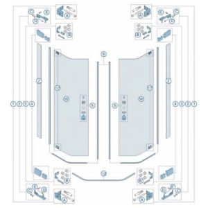 Koralle Vision-A 2536970 kunststof profielen voor vijfhoek 2-delig met draaideuren 90
