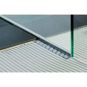 Blanke Aqua Keil Glas 193280B148L glas afsluitprofiel 1480x42mm links RVS geborsteld