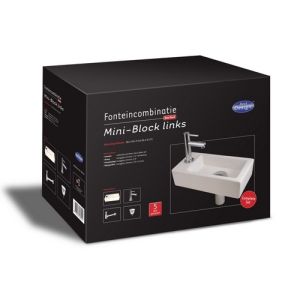 San4U 2512035 One Pack Mini-Block (links) fonteinset wit keramiek/ chroom