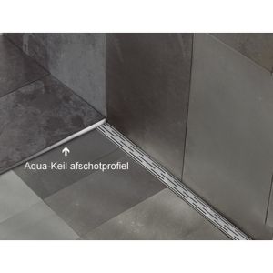 Blanke Aqua Keil 7542856080L afschotprofiel douchevloer 980x8x24 links mat zwart