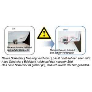 Ideal Standard Tonic K7313AA set van 2 scharnieren roestvrij staal (voor toiletzitting K706101 tot December 2010) *niet meer leverbaar*