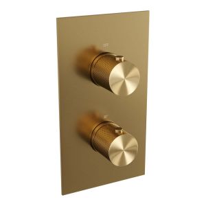 Brauer Carving 5-GG-125 thermostatische inbouw regendouche 3-weg omstelling SET 29 goud geborsteld PVD